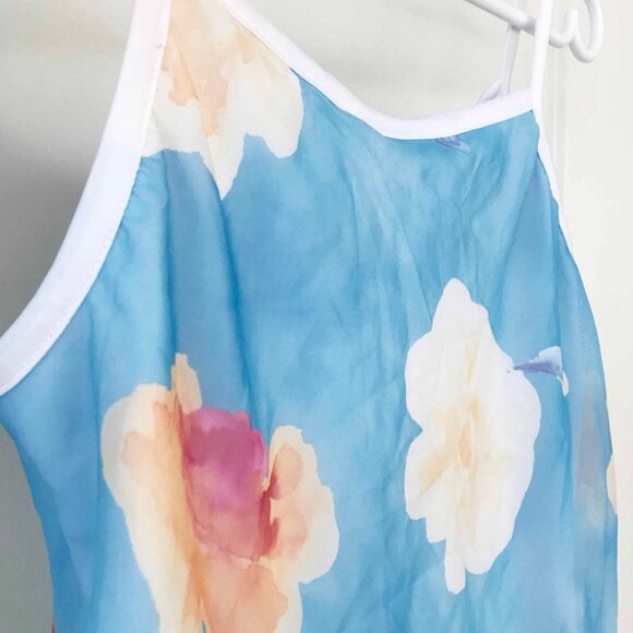 Y2K floral mesh cami top in baby blue - Picture 5 of 5